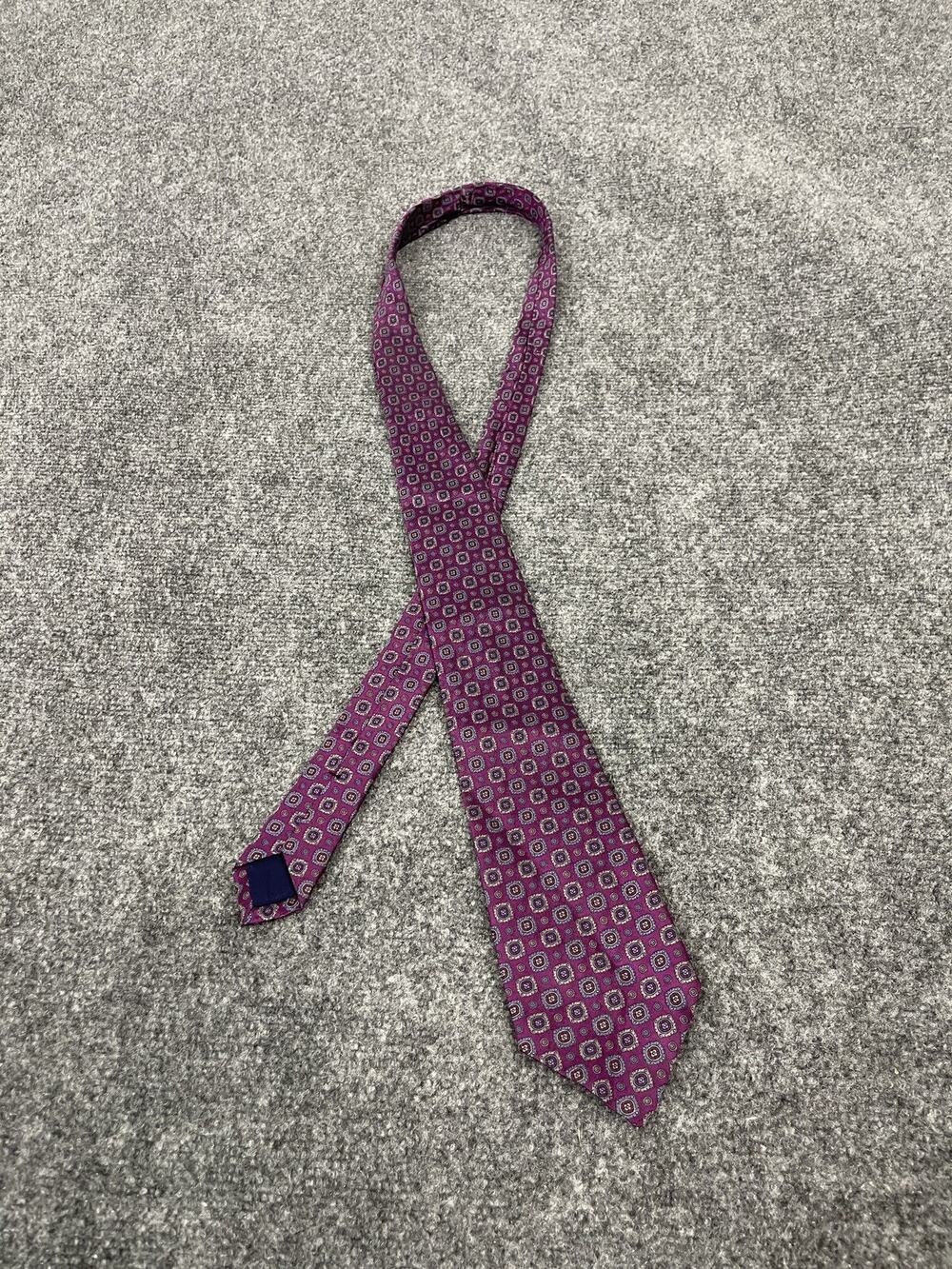 RICHEL Tie Mens Handmade in SPAIN Silk Floral Paisley Necktie Purple N58